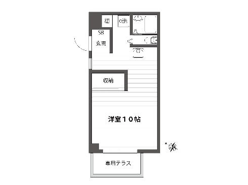こちらは1階のワンルームタイプ。家賃は75,000円、管理費5,000円です。